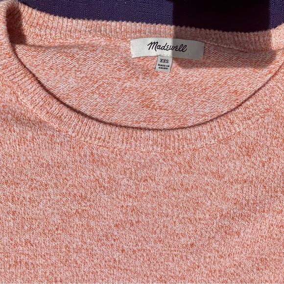 Madewell Peach Coral Heather Ruffle Short Sleeve Top Tee womens XXS cottage core - Picture 3 of 6